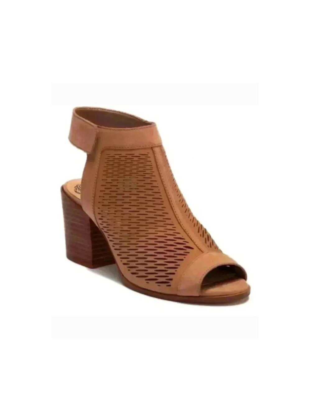 Vince Camuto Women’s Tan Leather Peep-Toe Block Heel Leather Sandals Size 10